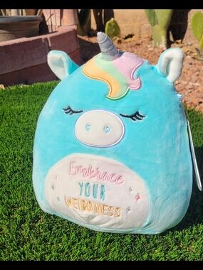Blue Unicorn Plush Backpack - "Embrace Your Weirdness"